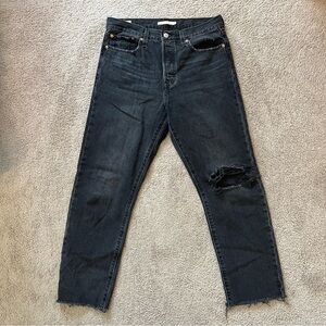 Levi’s Premium Wedgie Straight Jeans Women’s 30 Black Denim High Rise Button Fly